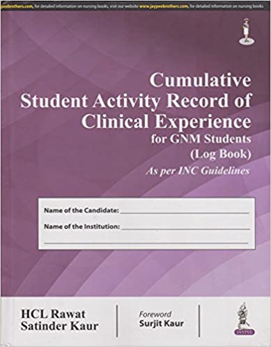 Cumulative Student Activity Record Of Clinical Experience For Gnm Students (Log Book)As Per Inc Guid