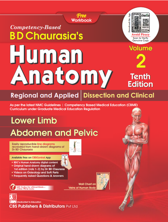 Bd Chaurasias Human Anatomy - 10Ed Vol 2 Regional And Applied Dissection And Clinical Lower Limb Abdomen And Pelvis With Free Workbook And Ebooks (Pb 2025)