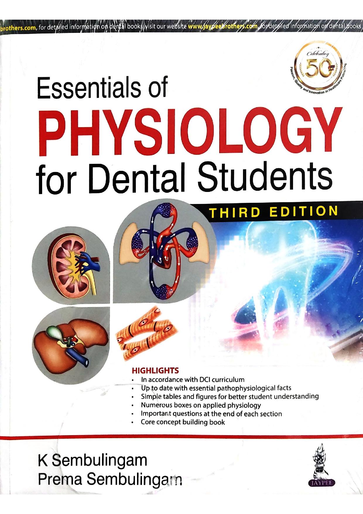 Essentials Of Physiology For Dental Students