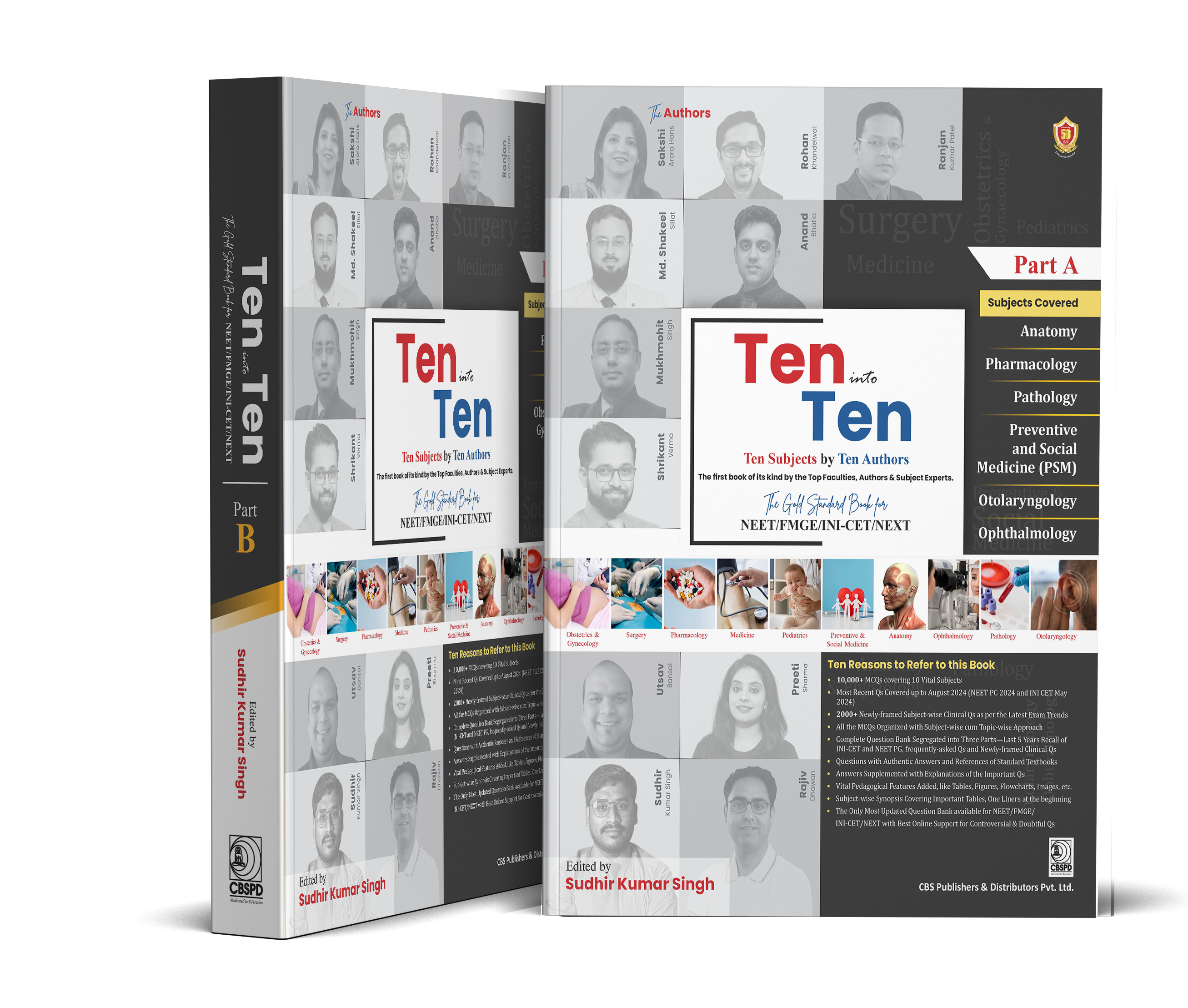Ten Into Ten The Gold Standard Book For Neet/Fmge/Nin-Cet/Next 2 Vol Set (Pb 2025) Ten Subjects By Ten Authors