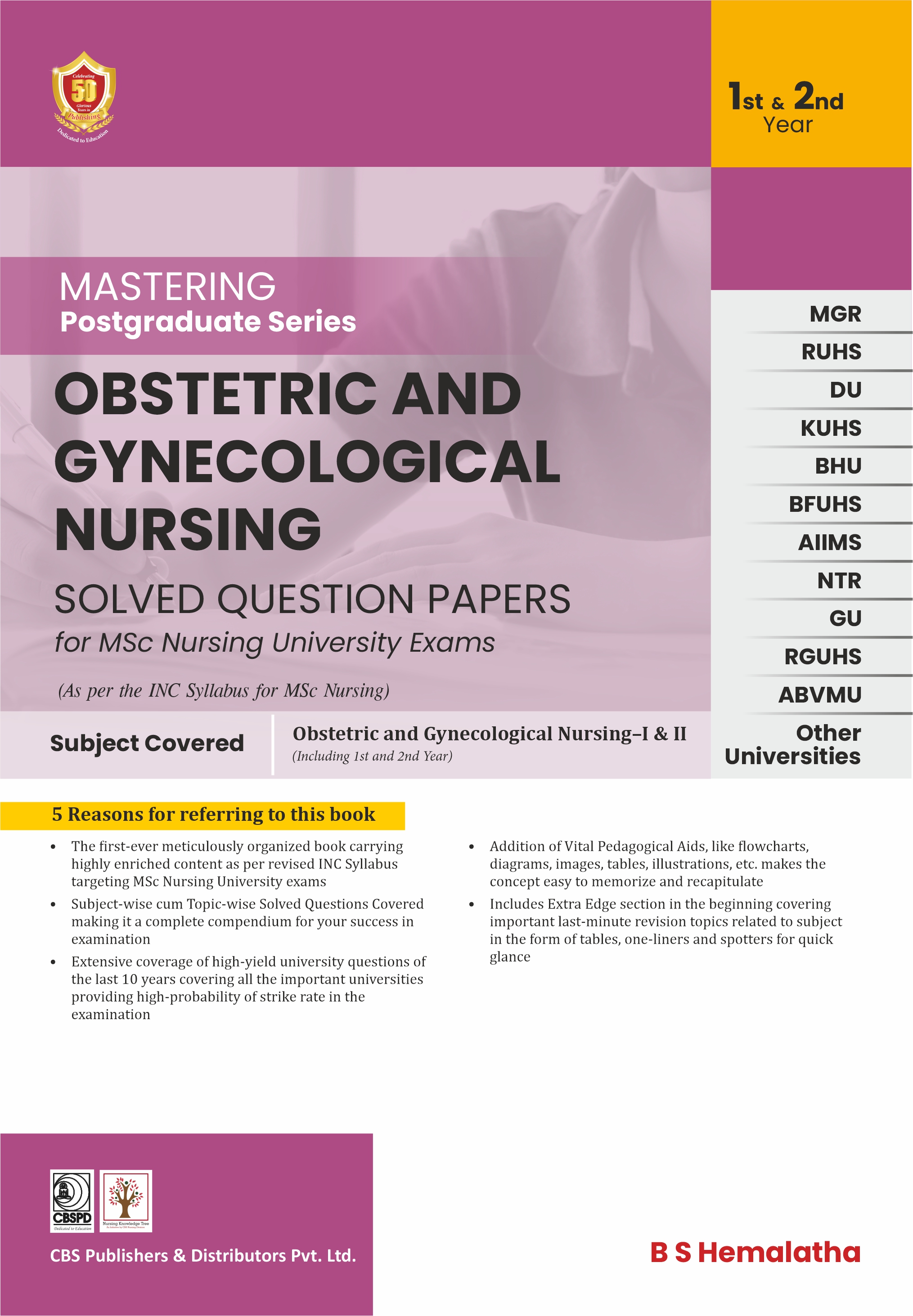Mastering Postgraduate Series Obstetric And Gynecological Nursing Solved Question Papers For Msc Nursing University Exam 1St And 2Nd Year  (Pb 2025)