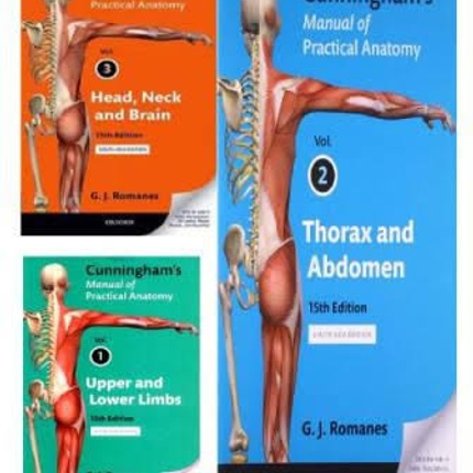 Cunningham'S Manual Of Practical Anatomy - 3 Volume Set- 15Th Edition (Old Edition)- Upper And Lower Limbs, Thorax And Abdomen, Head, Neck And Brain