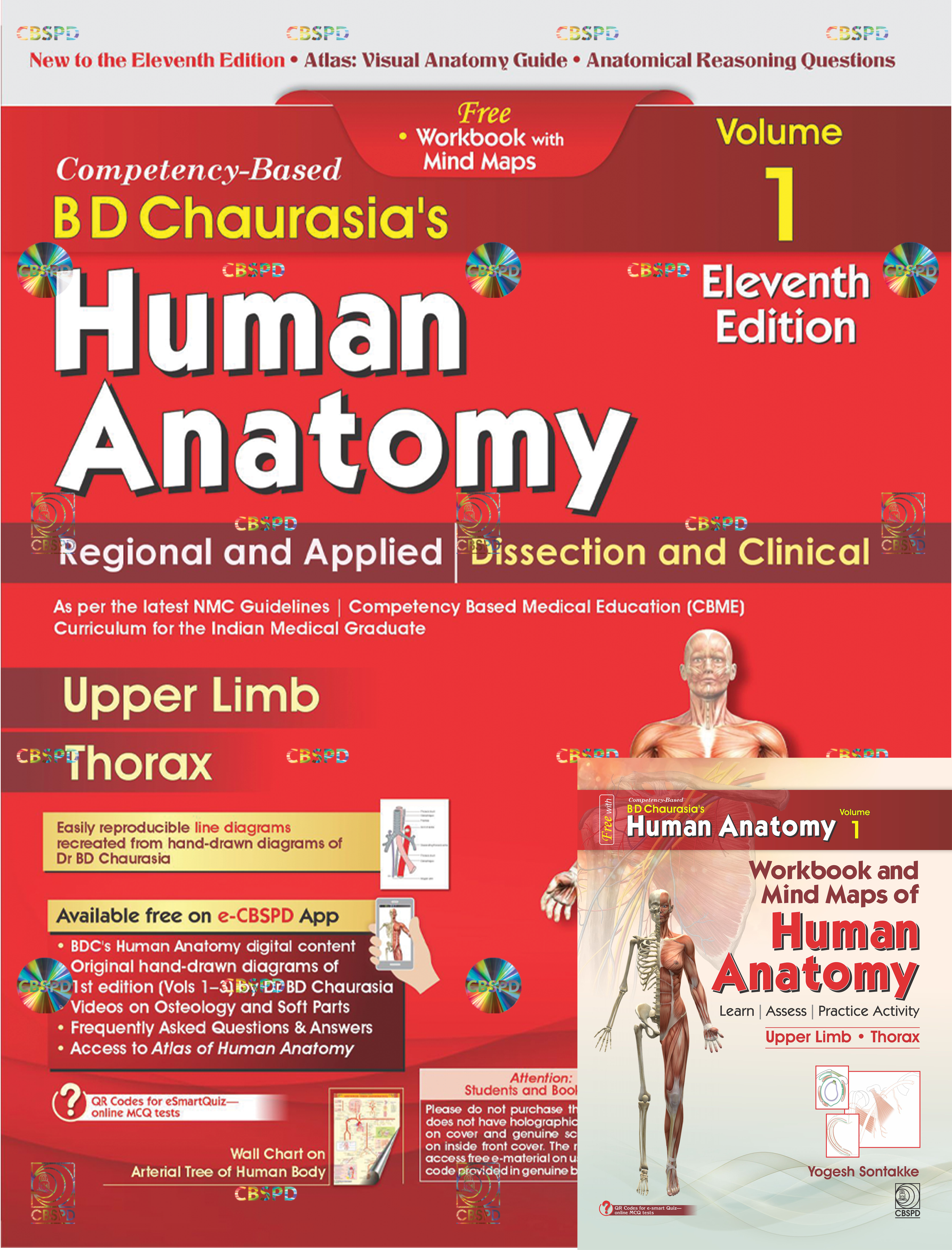 Competency–Based BD Chaurasia’s Human Anatomy: Regional and Applied; Dissection and Clinical (Vol. 1): Free Workbooks with Mind Maps